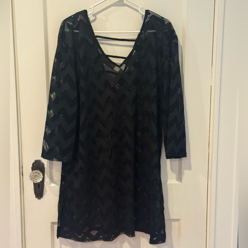 Black Chevron Bathing Suit Coverup